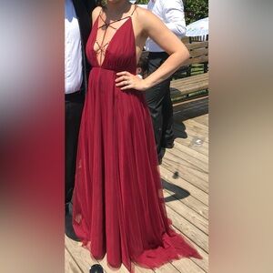 Topshop Deep Red Backless Dress